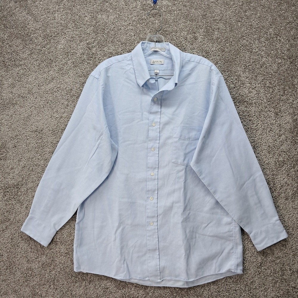 Arrow Mens Light Blue Dover Oxford Long Sleeve Button Down Shirt 16 32/33 6881